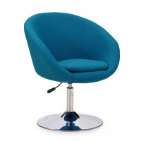 Manhattan Comfort AC036-BL Hopper Blue and Polished Chrome Wool Blend Adjustable Height Chair